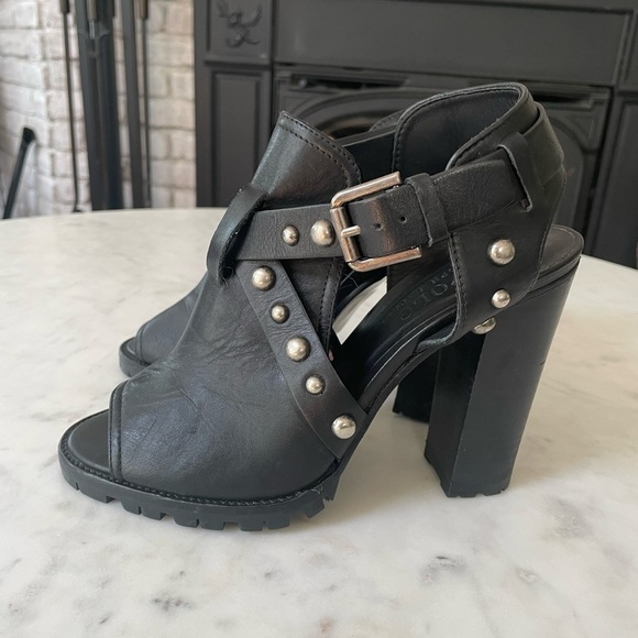 Polo Ralph Lauren Black Studded Heel Sandals - Picture 9 of 13